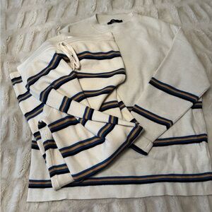 Striped Cream and Blue Sweater Set